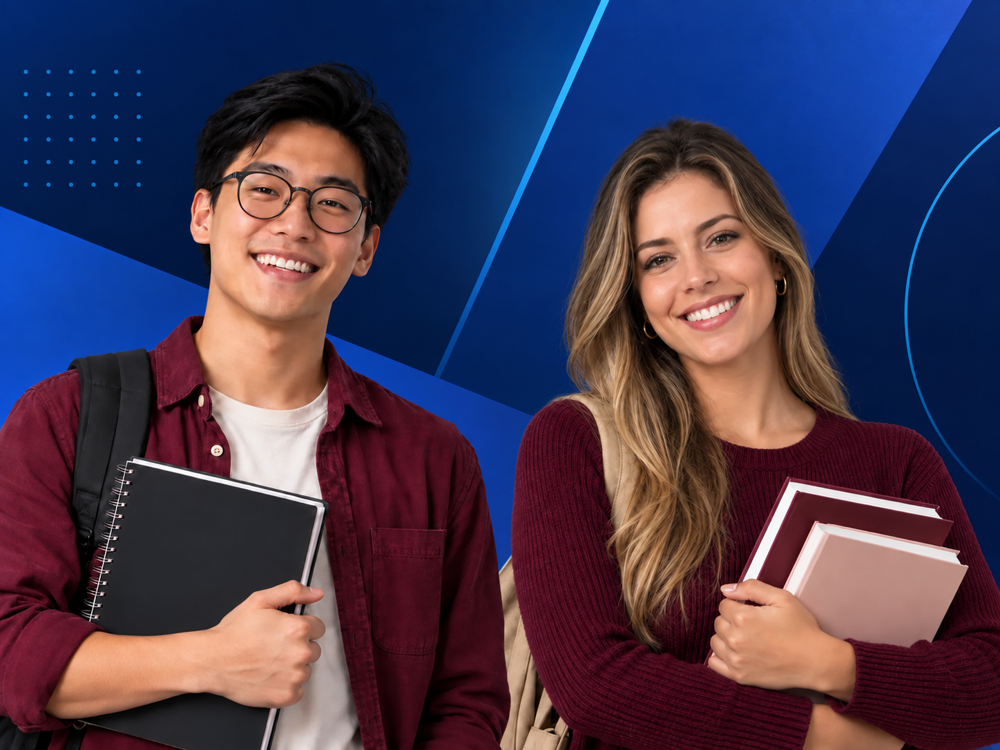Dois jovens estudantes representando usuários da plataforma